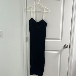 Zara silk and Pearl midi dress with slit